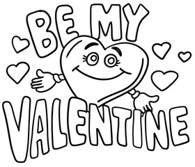 Happy Valentines day. Love day  with hearts. caricature
