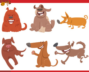 Obraz premium cartoon dogs and puppies comic characters set