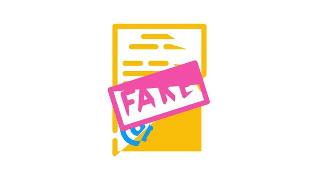 fake document animated color icon fake document sign. isolated on white background