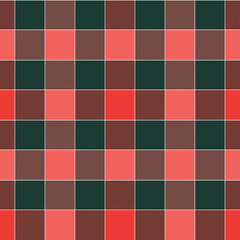 Vector illustration with Scottish vichy seamless pattern. Red and green checkered print with white strokes