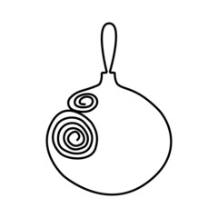 Hand-drawn Outline drawing of Christmas tree toy bell in minimalistic style in one continuous line. Vector graphics.