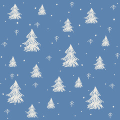 Winter forest. Christmas seamless pattern