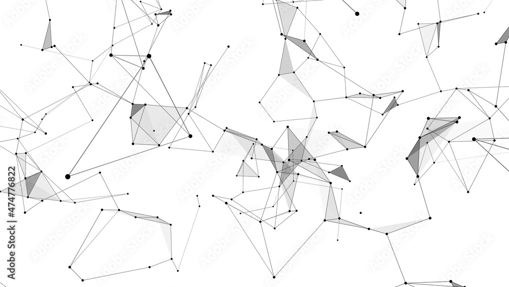 Aufkleber Abstract digital background of points, lines and triangles. Glowing plexus. Big data. Network or connection. Abstract technology science background. 3d vector illustration.