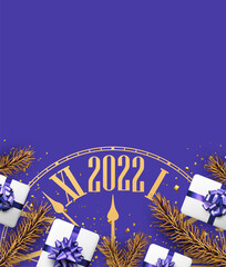 Christmas and New Year purple vertical background.