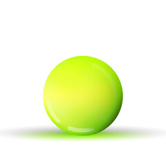 Glass yellow and green ball or precious pearl. Glossy realistic ball, 3D abstract vector illustration highlighted on a white background. Big metal bubble with shadow