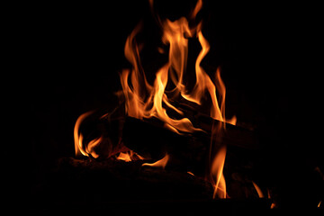 Bonfire. Fiery flame. Fire in the fireplace