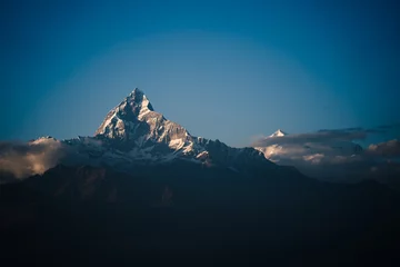 Tableaux ronds sur plexiglas Dhaulagiri Annapurna Machhapuchhare Dhaulagiri Mountain ranges of Himalayas from Sarangkot, Pokhara