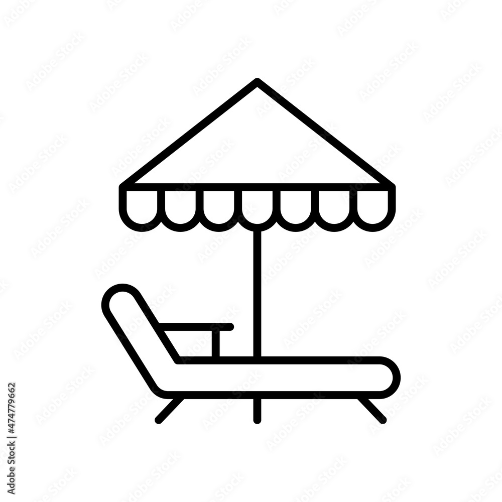 Aufkleber sunbed vector outline icon for web isolated on white background eps 10 file