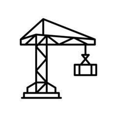 Construction Crane vector outline icon for web isolated on white background EPS 10 file