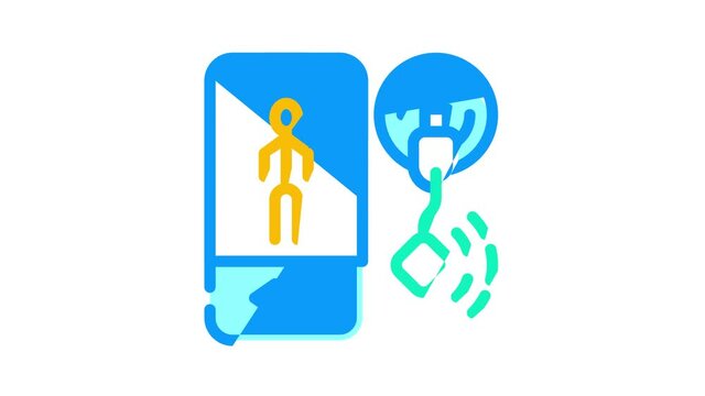 mobile control ems training animated color icon mobile control ems training sign. isolated on white background