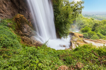 Beautiful view of famous Edessa waterfalls. Beautiful nature backgrounds. Greece. 