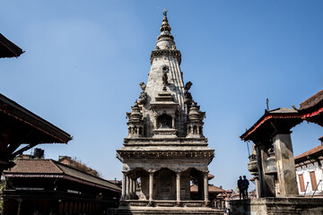 Fototapeta na wymiar Ancient temple architecture of Nepal and culture in world heritage UNESCO site Bhaktapur Durbar Square, Katmandu