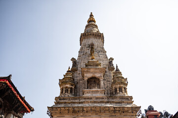 Fototapeta premium Ancient temple architecture of Nepal and culture in world heritage UNESCO site Bhaktapur Durbar Square, Katmandu