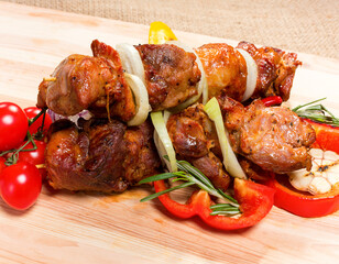 Barbecue with vegetables..