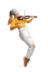 Full length shot of a cool female violinist playing a violin