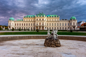 Fototapeta na wymiar Upper Belvedere palace and gardens at sunset, Vienna, Austria