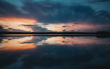 sunset over the lake