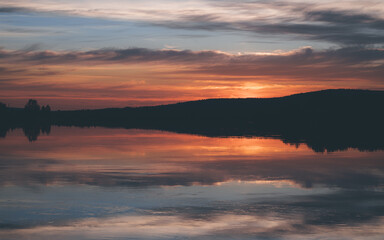 Sunset behind a fell