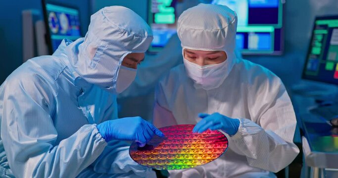 technician with wafer