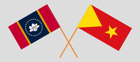 Crossed flags of the State of Mississippi and Tigray. Official colors. Correct proportion