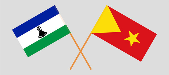 Crossed flags of the Kingdom of Lesotho and Tigray. Official colors. Correct proportion