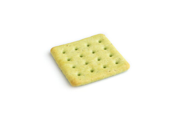 Green cracker pile isolated on white background. side view.