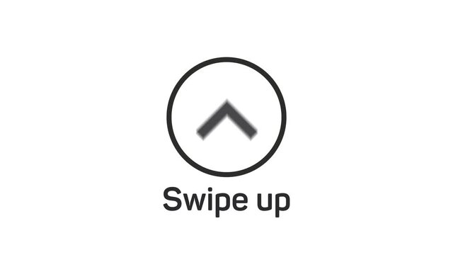 Social media swipe up arrows motion graphics animation. Alpha channel without background. Swipe up animation footage.
