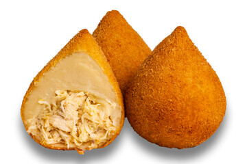 traditional fried coxinha isolated on white background