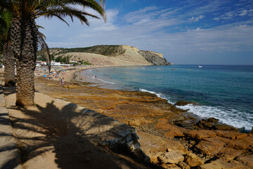 Fototapeta na wymiar The Luz beach near Lagos in Algarve, Portugal.