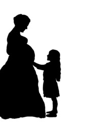 mère fille femme enceinte autocollant