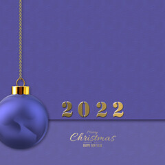 Fototapeta na wymiar Christmas Happy New Year in 2022 colour Very Peri