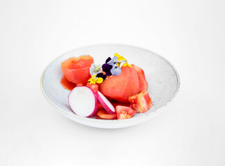 Vegetarian food plate on white background