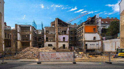 VIENNA, AUSTRIA - JULY 10, 2021: View of demolished houses in the streets of vienna