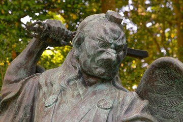 Tengu statue at Shinto Temple on Mount Takao, Japan