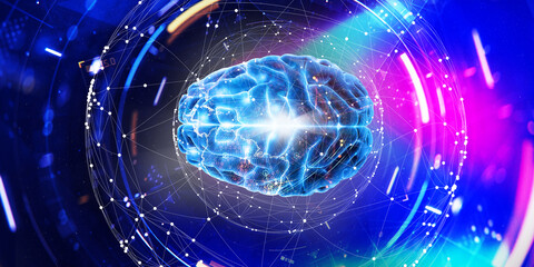 3d illustration. Digital brain. Science.