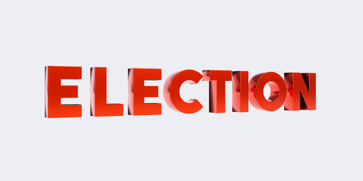 Election in 3D capital letters in red metallic. Politics concept. 3D illustration