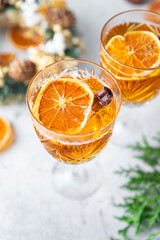 christmas cocktail mulled wine, grog wine with spices new year drink ginger cinnamon vaniil...