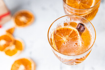 christmas cocktail mulled wine, grog wine with spices new year drink ginger cinnamon vaniil...