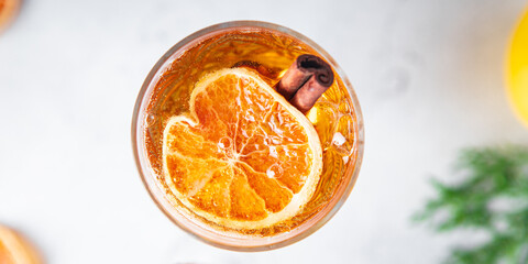 christmas cocktail mulled wine, grog wine with spices new year drink ginger cinnamon vaniil gingerbread sweet dessert copy space food background rustic. top view