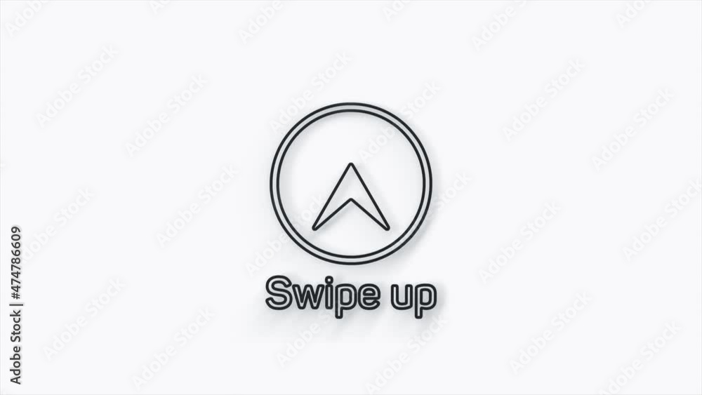 Poster Line Swipe up animation button. Application and social network icons, swipe up for advertising. Social media scroll arrows. 4K video animation with alpha channel