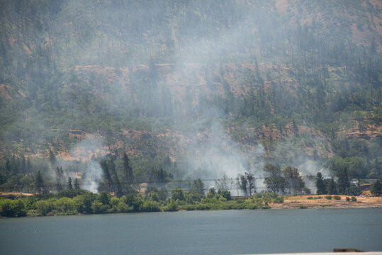 Wildfire, next to Rowena, Oregon.