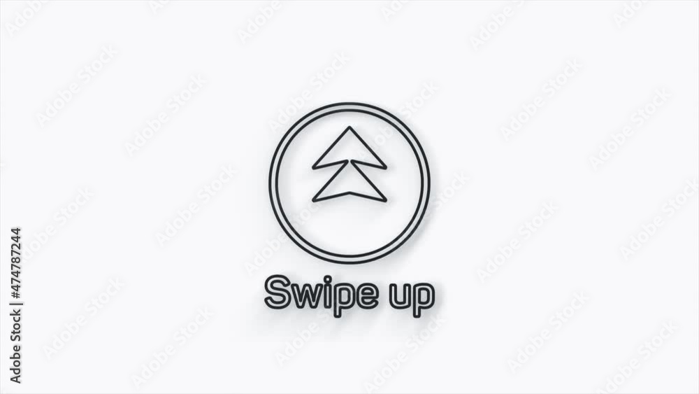 Aufkleber Line Swipe up animation button. Application and social network icons, swipe up for advertising. Social media scroll arrows. 4K video animation with alpha channel