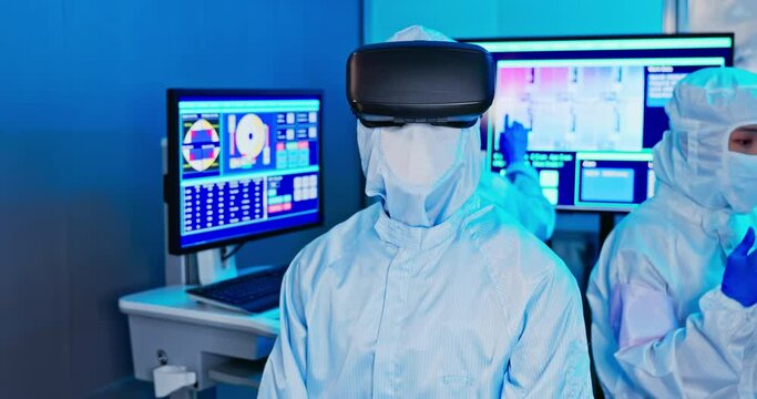 man wear virtual reality headset