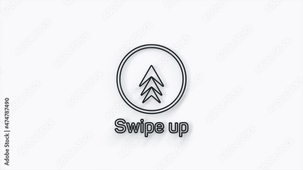 Poster Line Swipe up animation button. Application and social network icons, swipe up for advertising. Social media scroll arrows. 4K video animation with alpha channel