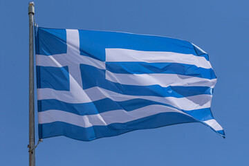Greek national flag. Hellenic Republic. GR