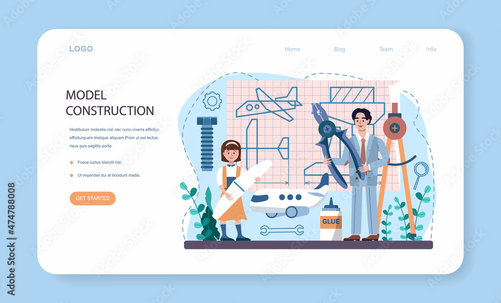 Aufkleber crafting and modeling school course web banner or landing page set