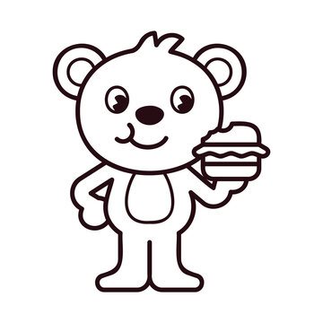 Polar Bear Eat Burger Coloring Page