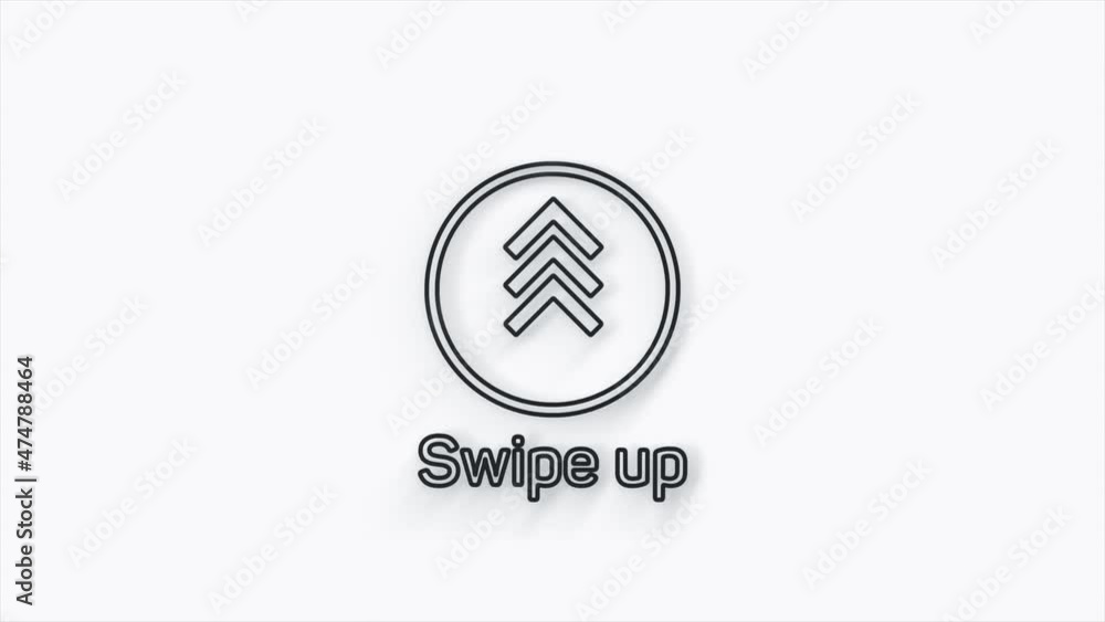 Aufkleber Line Swipe up animation button. Application and social network icons, swipe up for advertising. Social media scroll arrows. 4K video animation with alpha channel