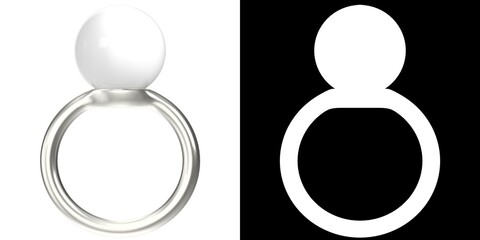 3D rendering illustration of a big pearl ring