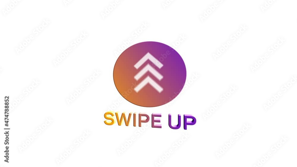 Poster 3d Swipe up, arrow up buttons colorful gradient. Application and social network icons, swipe up for advertising. Social media scroll arrows. 4K video animation with alpha channel